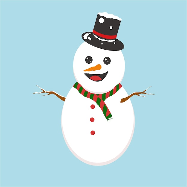 feliz, muñeco de nieve, vector, ilustración