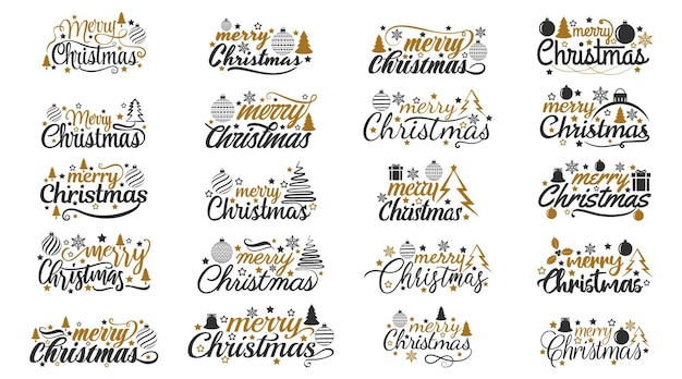 feliz natal feliz Navidad letras tipografía deseos establecidos en estilo de escritura a mano