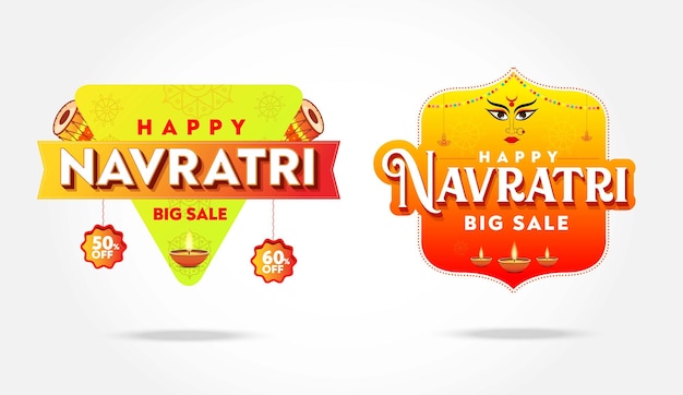 Vector feliz navaratri. conjunto de tipografía vectorial para diseño de banner. festival de la india. unidad de logotipo happy navratri