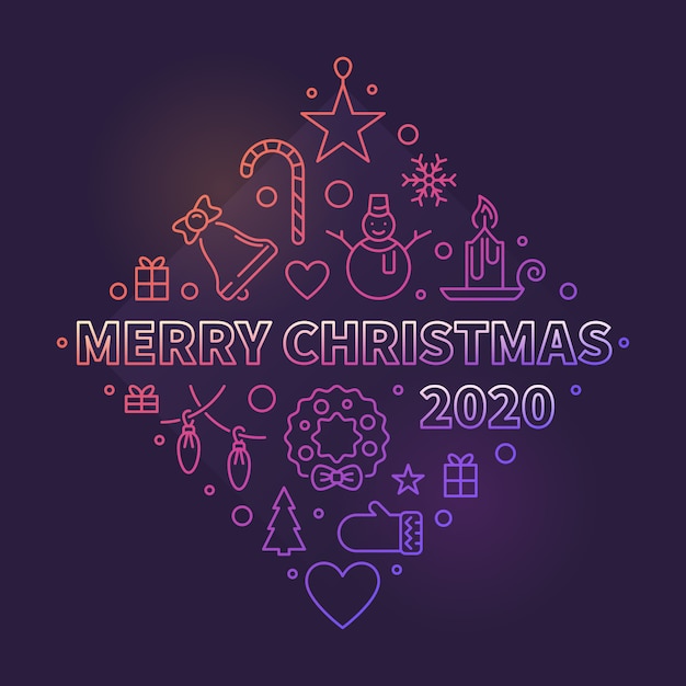 Feliz Navidad 2020 ilustración de esquema de color