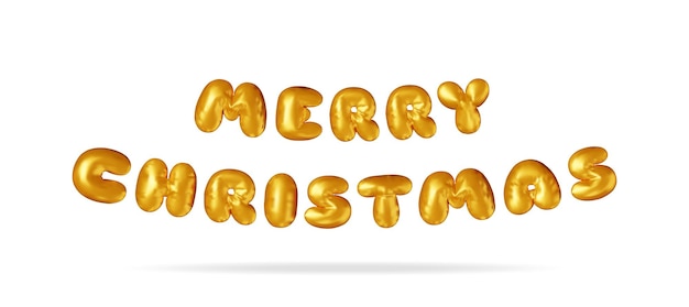 Feliz Navidad en 3D texto colorido en globo dorado