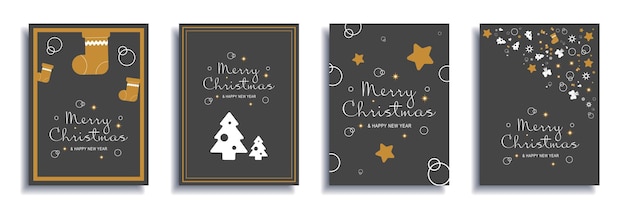 Feliz Navidad y año nuevo 2022 portadas de folletos establecen vector de diseño de banner mínimo de Navidad