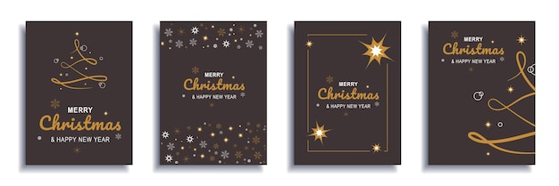 Feliz Navidad y año nuevo 2022 portadas de folletos establecen vector de diseño de banner mínimo de Navidad
