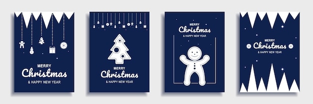 Feliz Navidad y año nuevo 2022 portadas de folletos establecen vector de diseño de banner mínimo de Navidad