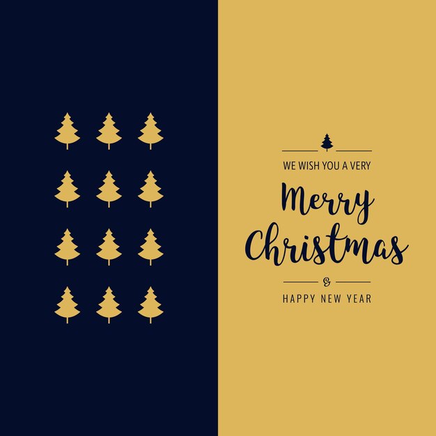 Feliz Navidad árbol de parrilla tipo tarjeta oro blanco