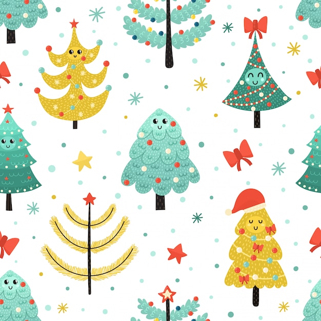 Feliz Navidad árboles de patrones sin fisuras