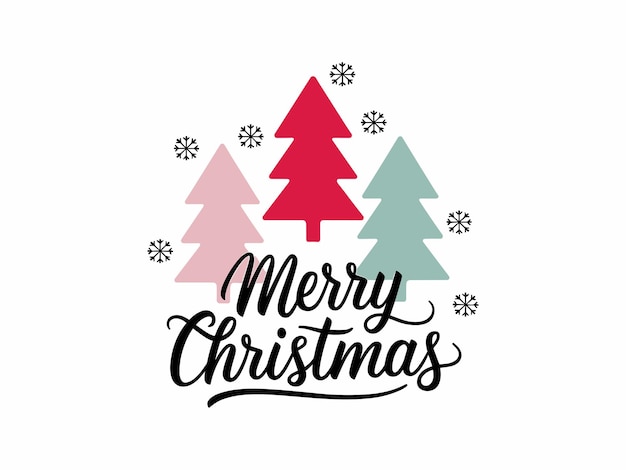 Feliz Navidad Árboles de vacaciones Diseño vectorial de copos de nieve