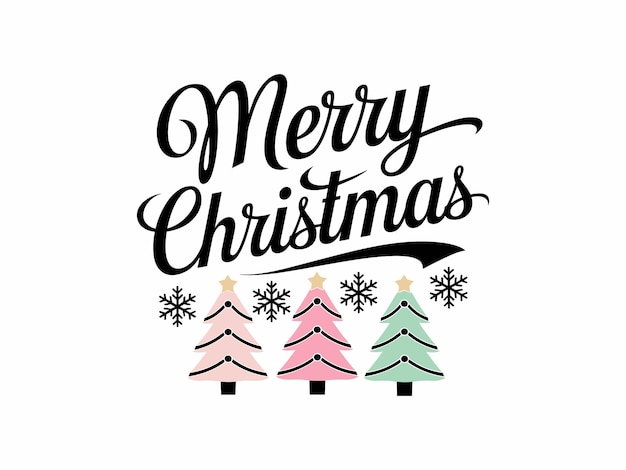 Feliz Navidad Árboles de vacaciones Diseño vectorial de copos de nieve