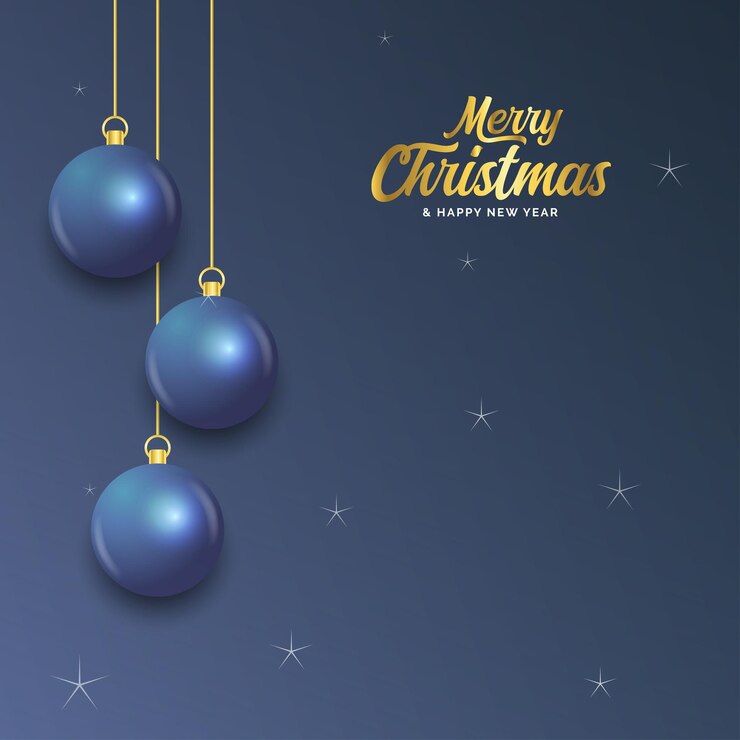 Vector feliz navidad, azul oscuro, bandera, con, bolas, navidad, tarjeta, vector, ilustración