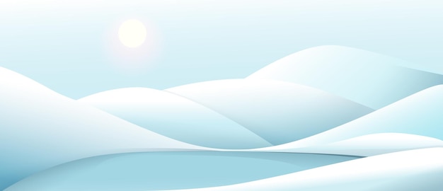 Feliz Navidad banner de vacaciones, invierno nieve vacía y limpia, paisaje tranquilo y silencioso. Escena de nieve para Navidad y tarjetas de felicitación de invierno estacional. Diseño de paisaje vectorial en estilo acuarela.