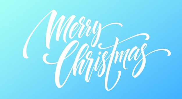 Feliz Navidad caligrafía caligrafía letras en banner azul