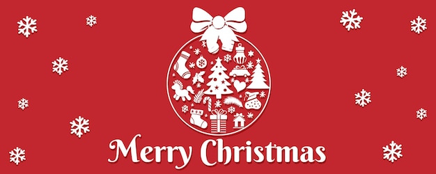 Feliz Navidad cartón postal de bandera roja gráficos vectoriales