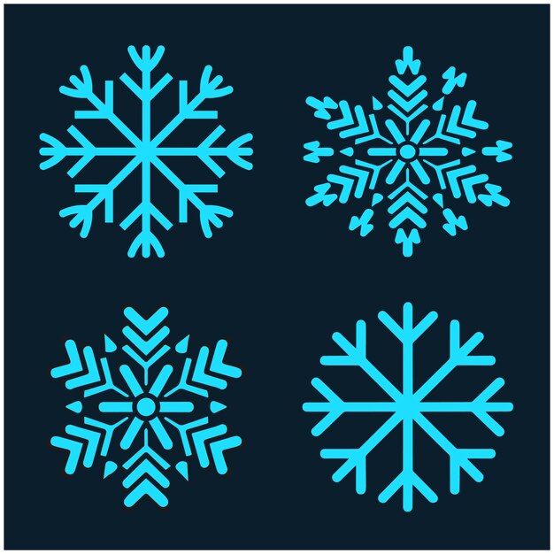 Feliz Navidad casarse copos de nieve varias formas con sombras vector conjunto libre downlaod
