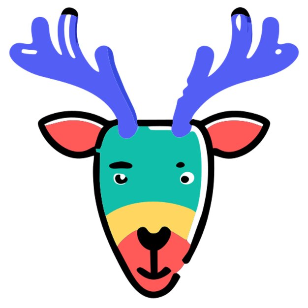 Feliz Navidad y ciervos lindo icono de dibujos animados de relleno offset