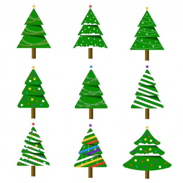 Feliz navidad. colección de árboles de navidad. fondo de invierno ilustración vectorial