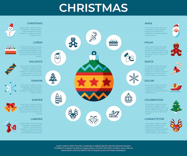 Feliz navidad y colección de iconos de vacaciones de invierno.
