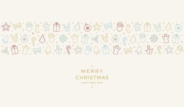 Feliz Navidad coloridos elementos de icono tarjeta de estandarte