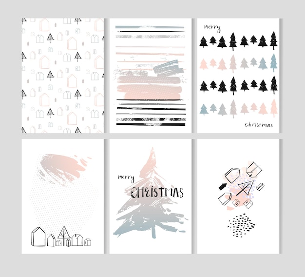 Feliz Navidad Conjunto de colección de plantillas de tarjetas para felicitaciones Invitaciones de felicitación