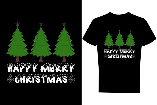 Feliz Navidad diseño de camiseta con árbol de Navidad