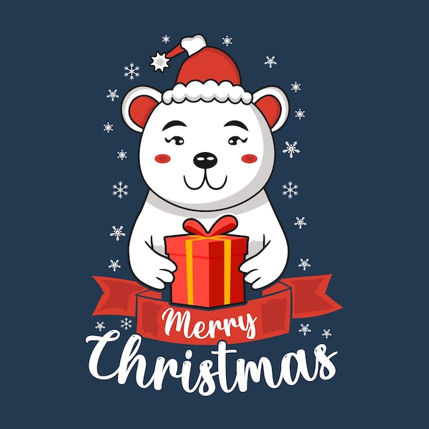 Feliz Navidad con el diseño de la camiseta de la caja de regalos del oso