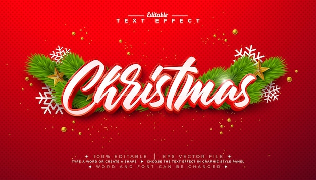 Feliz Navidad Diseño de efectos de texto 3D Efecto de estilo gráfico vectorial editable con tipografía enmarcada