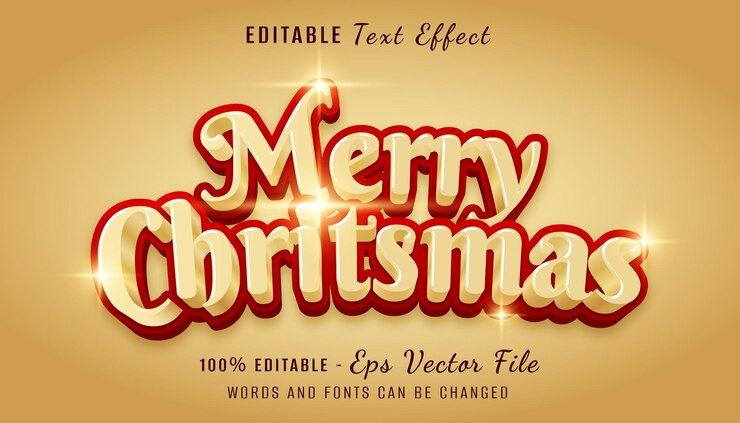 Vector feliz navidad diseño de efectos de texto 3d