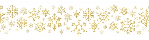 Feliz Navidad efecto de decoración de vacaciones. Copo de nieve dorada de patrones sin fisuras.