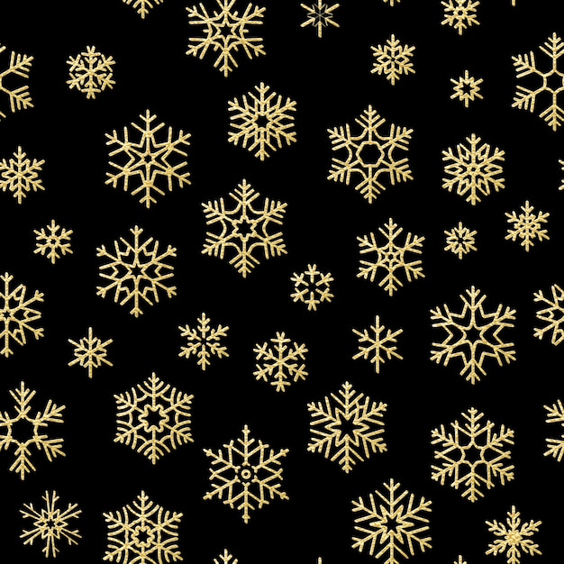 Feliz Navidad efecto de decoración de vacaciones. Copo de nieve dorada de patrones sin fisuras.