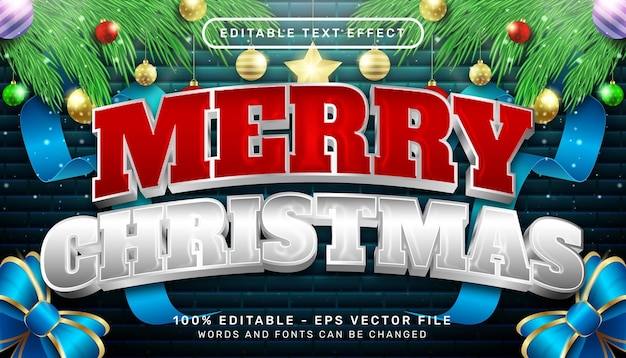 feliz navidad efecto de texto 3d y efecto de texto editable con fondo navideño