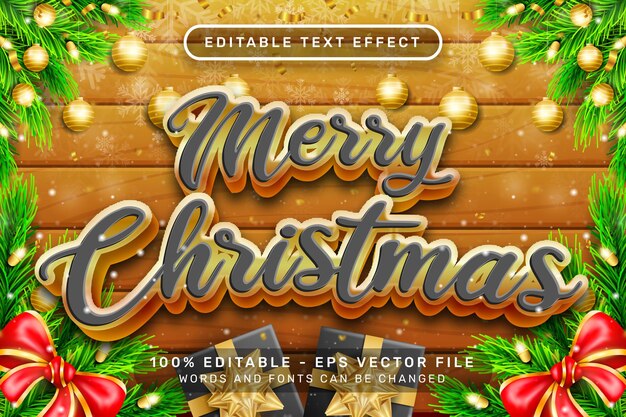 feliz navidad efecto de texto 3d y efecto de texto editable con fondo navideño