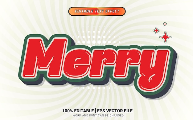 Feliz Navidad efecto de texto 3D estilo vintage retro