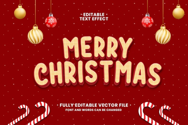 Feliz navidad efecto de texto 3d