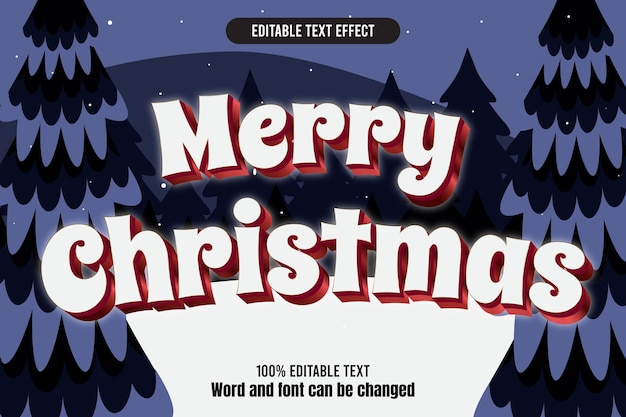 Feliz Navidad efecto de texto editable 3d embos dibujos animados