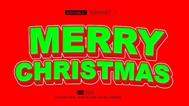 Feliz Navidad Efecto de texto editable 3d Estilo vectorial EPS