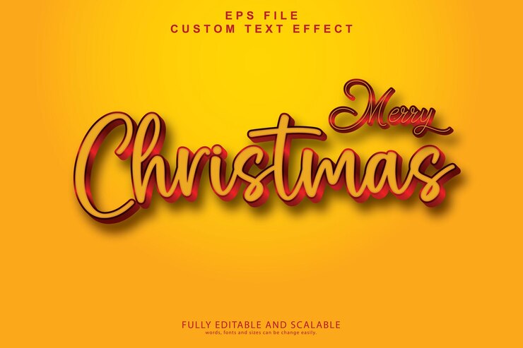 Vector feliz navidad efecto de texto editable 3d con fondo eps premium