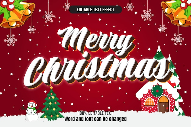 Feliz Navidad efecto de texto editable dibujos animados en relieve 3D