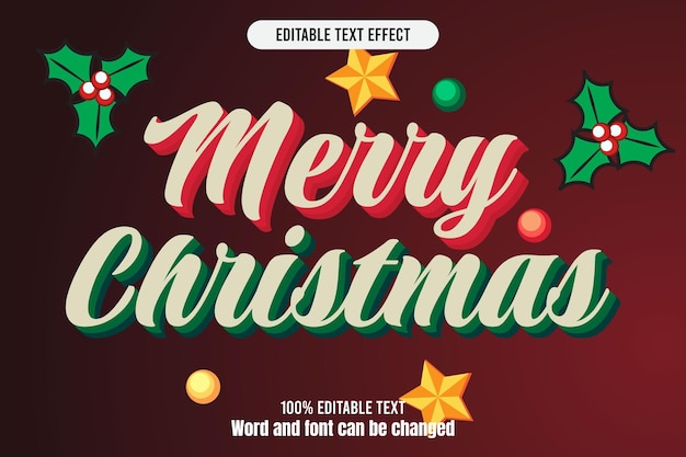 Feliz Navidad efecto de texto editable dibujos animados en relieve 3D