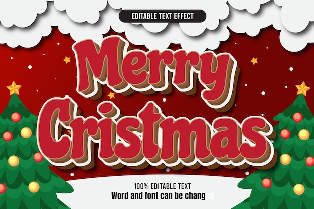 Feliz Navidad efecto de texto editable dibujos animados en relieve 3D