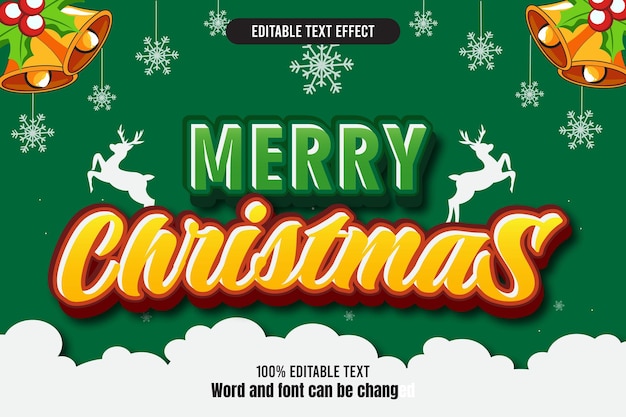Feliz Navidad efecto de texto editable dibujos animados en relieve 3D