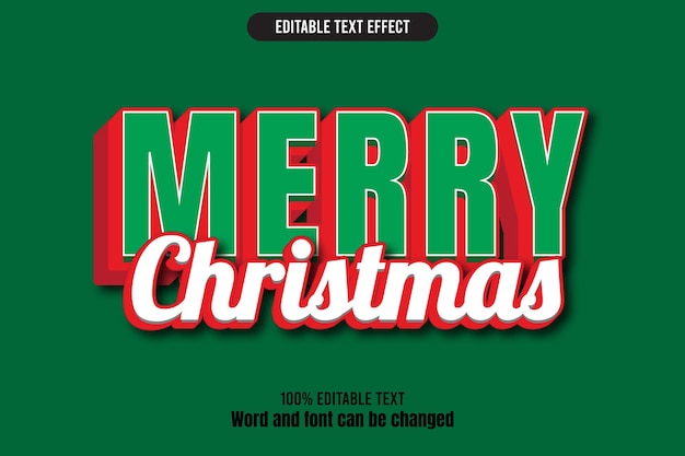 Feliz Navidad efecto de texto editable dibujos animados en relieve 3D