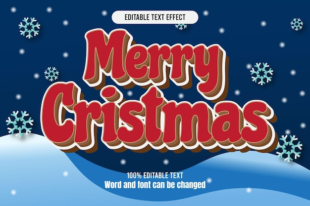 Feliz Navidad efecto de texto editable dibujos animados en relieve 3D