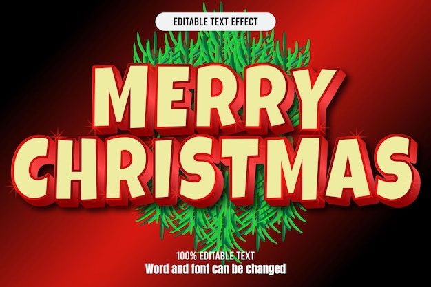 Feliz Navidad efecto de texto editable dibujos animados en relieve 3D
