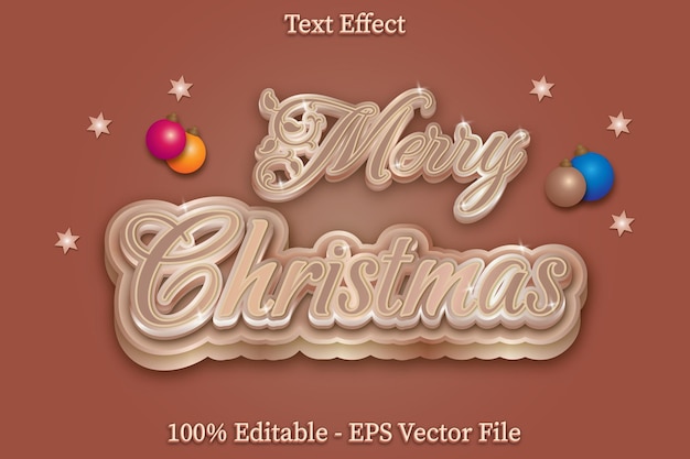 Feliz Navidad Efecto de texto editable Diseño de estilo degradado en relieve 3d