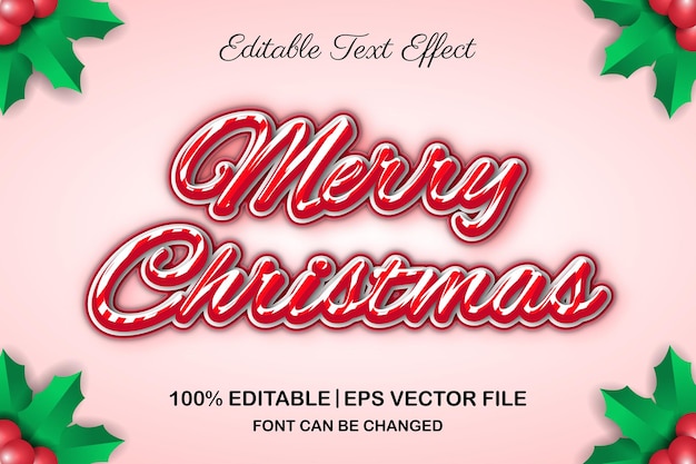 Feliz navidad efecto de texto editable estilo 3d