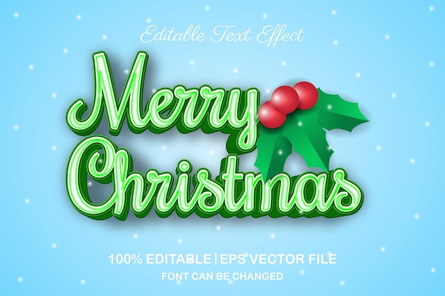 Feliz navidad efecto de texto editable estilo 3d