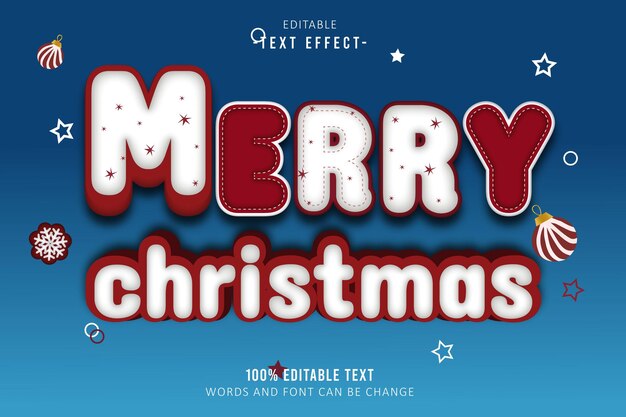 Feliz Navidad efecto de texto editable estilo de dibujos animados en relieve 3D