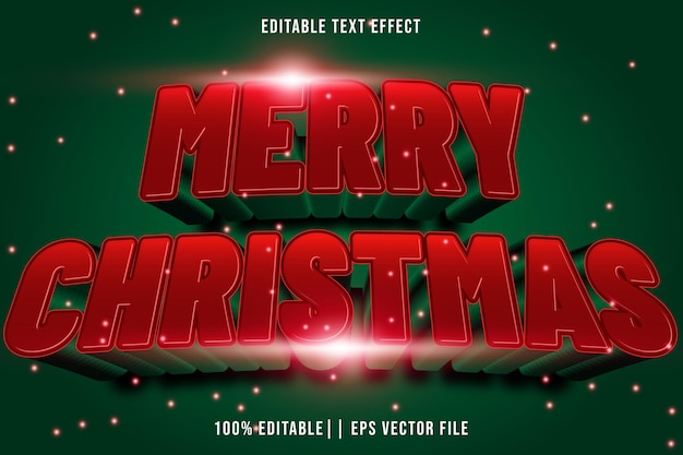 Feliz Navidad Efecto de texto editable Estilo de gradiente 3D