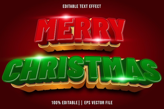 Vector feliz navidad efecto de texto editable estilo de gradiente 3d