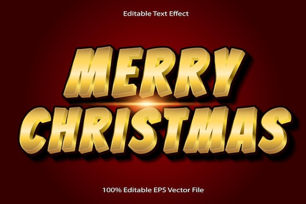 Feliz Navidad Efecto de texto editable Estilo de gradiente de dibujos animados en relieve 3D
