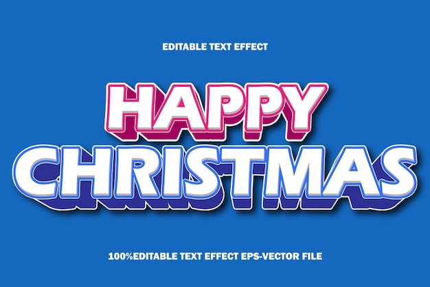 Feliz Navidad Efecto de texto editable Estilo de gradiente en relieve 3D